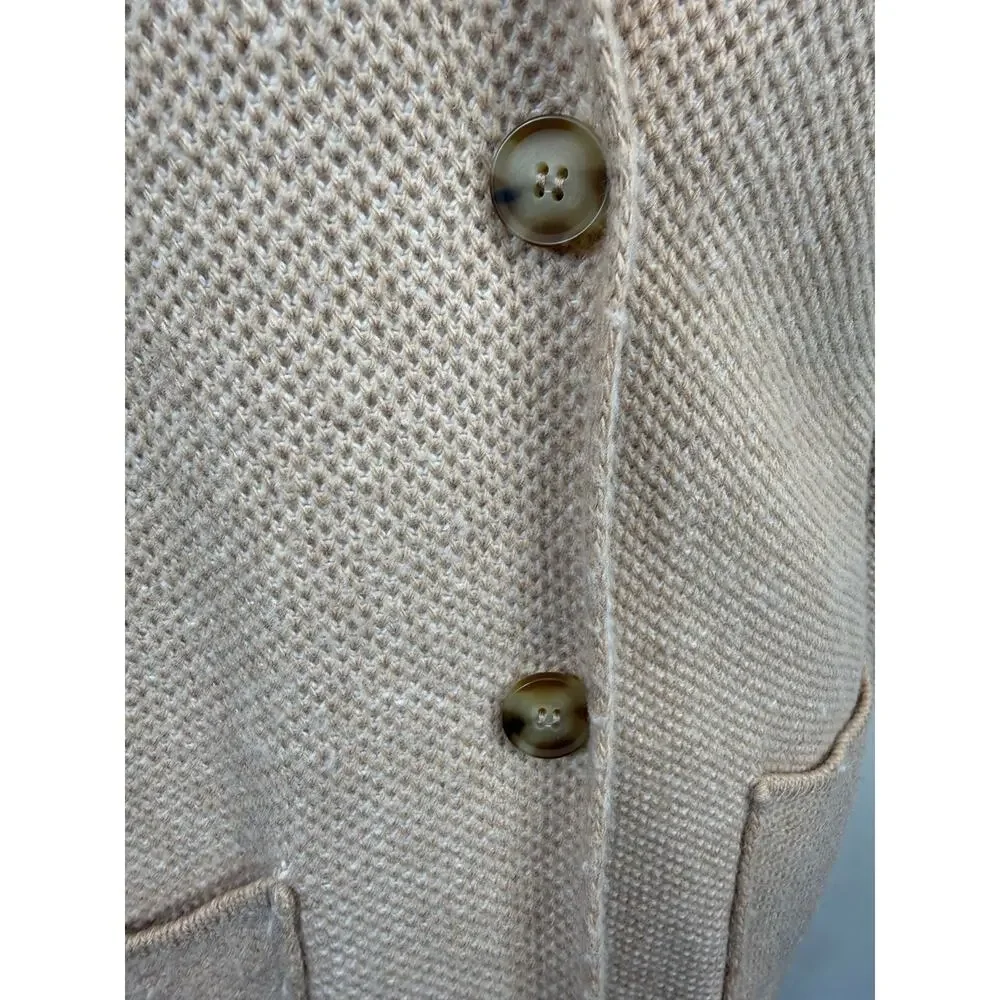United Colors of‎ Benetton Cashmere Blend Cardigan Tan Cream Textured Sz S